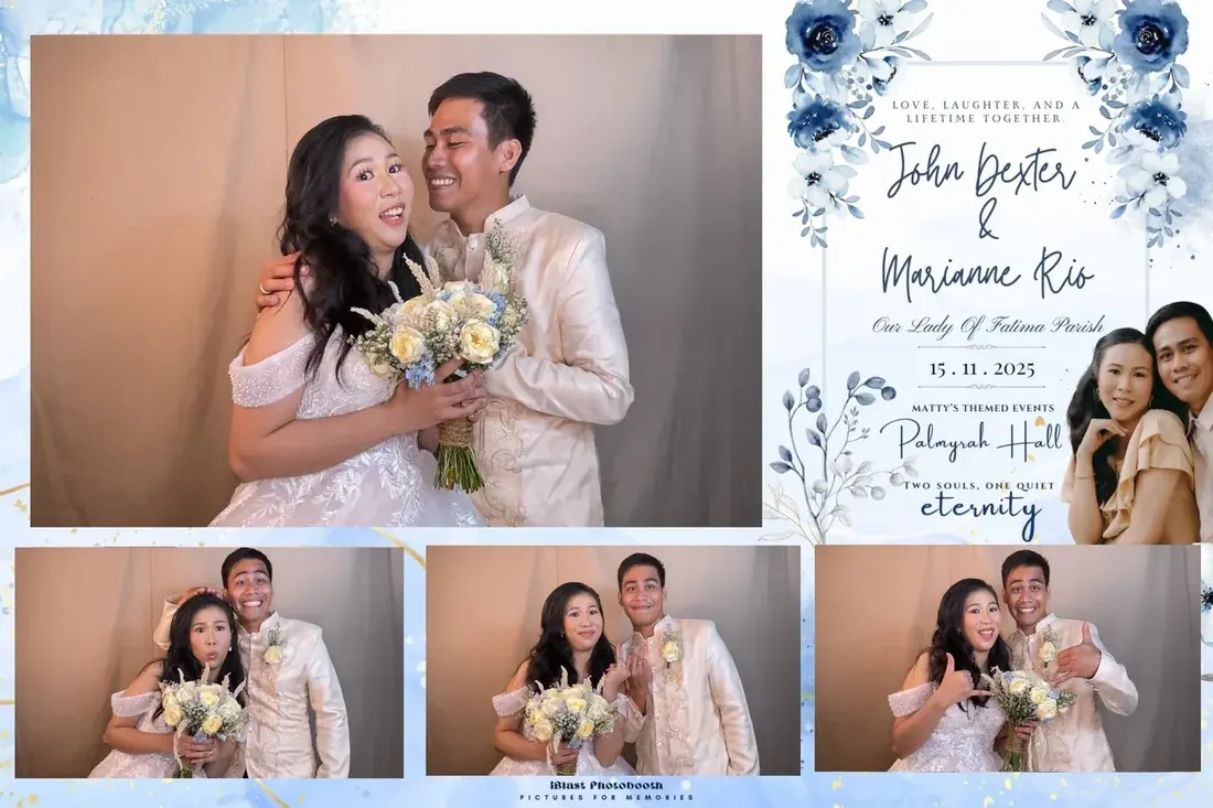 Wedding photobooth layout designed for John Dexter and Marianne, printed as a 4R photo