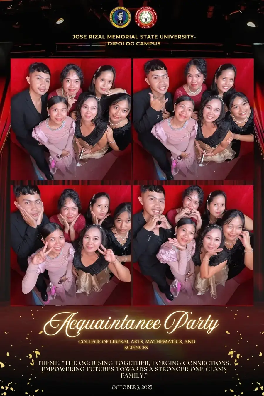 School acquaintance party photobooth layout for CLAMS