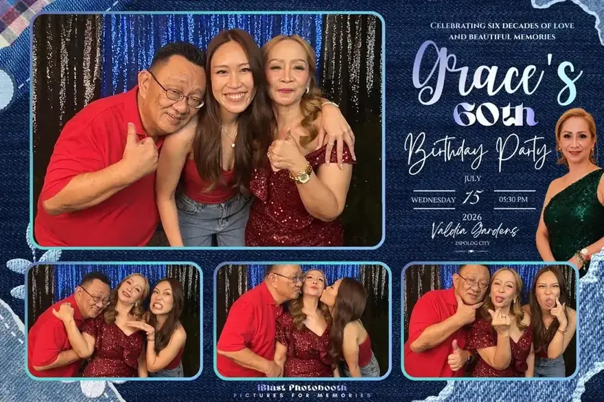 60th birthday photobooth layout for Grace
