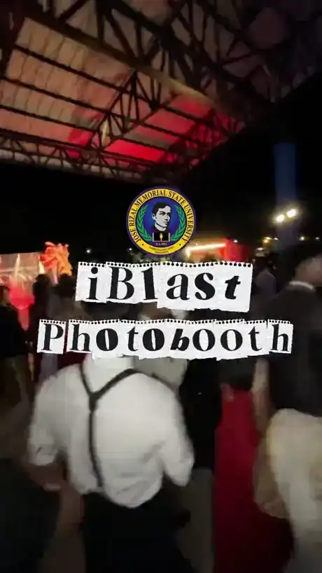 iBlast Photobooth branding on screen at a Jose Rizal Memorial State University event